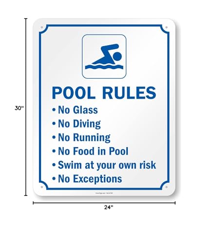 Cartel metálico reglas de piscina 30x24 pulgadas miniatura 6