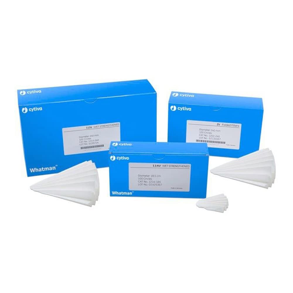 Whatman 1214-150 Quantitative Folded Filter Paper, 25 Micron, 5.3 s/100mL/sq inch Flow Rate, Grade 114V, 150mm Diameter (Pack of 100)
