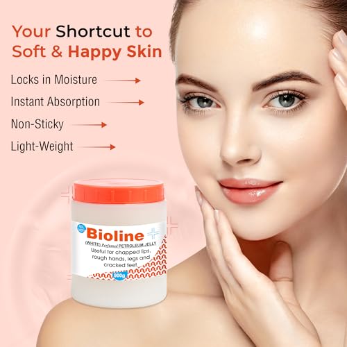 Image of Bioline White Perfumed Petroleum Jelly | Deep Moisture & Skin Protection | Heals Dry Skin, Chapped Lips, Cracked Heels & Minor Cuts | Daily Use for All Skin Types- 900g (Pack of 2)