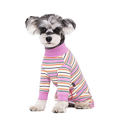 Image of Dog Surgery Recovery Suit for Small Dogs, 4-Legged Dog Onesie After Surgery with Back Snaps, Breathable Cotton Spay and Neuter Bodysuit for Female and Male Dogs