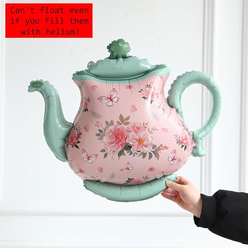 Image of Tea Party Decorations 26Pcs Macaron Balloons with LETS PARTEA Foil Balloon Banner, Teacups andTeapot Hanging Swirls for Floral Spring Birthday Mother's Day Talking Tables Tea Party Supplies