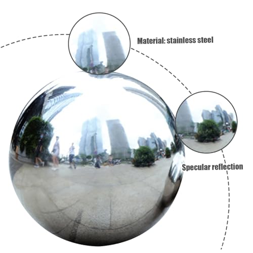Weduspaty Gazing Ball Spiegel Gepolijst Glad Holle Rvs Gazing Globe Reflecterende Decoratieve DIY Plated Gazing Ballen voor Garden Plaza, Zilver - Afbeelding 4