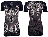 Rebel Saint by Affliction Women's T-Shirt Fly Above XL Black