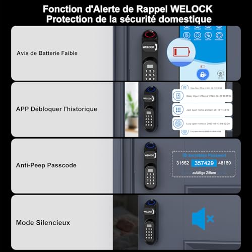 Serrure connectée WELOCK U81 empreinte digitale et code pour cylindre 30/30