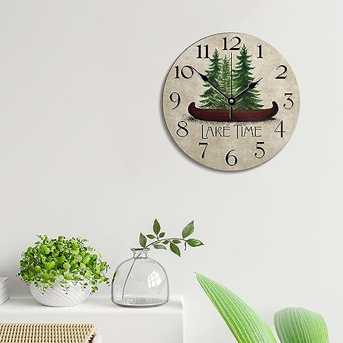 Godblessign Lake House Wall Clock Cabin Wall Clocks Lake Time Clock Rustic Wooden Wall Clock Battery Operated Farmhouse Decor Vintage Home Decor For Kitchen Living Room Bedroom Office 10 Inch thumb #3