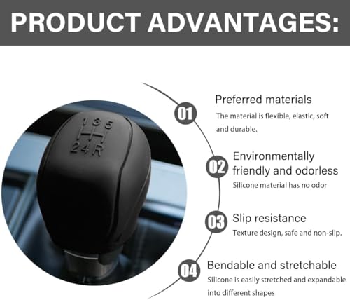 Image of AutoBizarre Car Interior Decoration Anti-Slip Scratch-Resistant 5 Speed Gear Shift Knob Rubber Silicone Cover for All Cars, Vans & Trucks (Black)