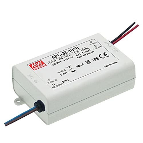 Driver LED Mean Well APC-16-350 - 16W, Corriente Constante 350mA, Salida 12-48V/DC. No Regulable, Para Aplicaciones De Iluminación LED Interior