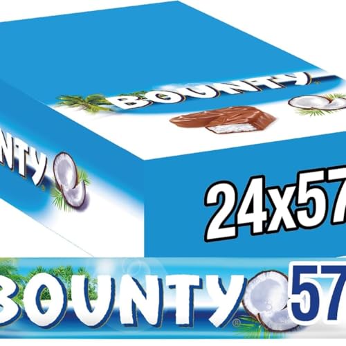 Bounty Chocolatina de Coco recubierta con un delicioso Chocolate con leche (24 x 57g)
