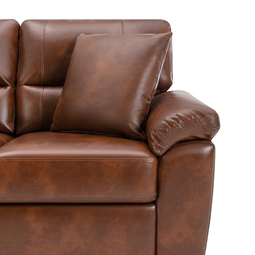 Image of Anderson 3+2 Seater Sofa Set | Sectional Sofa 5 Seater 3 Plus 2 | 5 Seater Leather Sofa for Living Room Office | Leather Sofa Set 5 Seater Tan | Leatherette Sofa Tan Brown Color