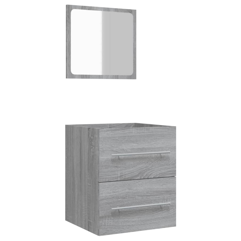 vidaXL Armario de Baño con Espejo Mueble Aseo Tocador Estante Inodoro Almacenamiento Maquillaje Decorativo Pared Familia Hogar Casa Gris Sonoma