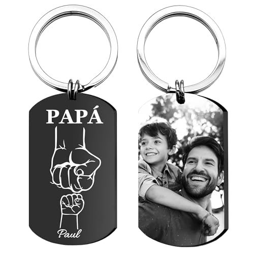 Easycosy Llaveros Personalizados con Foto y Texto, Llavero Personalizado de Doble Cara con Grabado Láser para Regalo Dia del para Padre y Mrdre, Hombre, Mujer, Pareja, Amigo, Marido