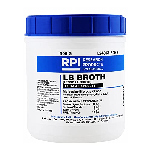 RPI L24061-500.0 Lennox L Broth, 1g Capsules, 500g