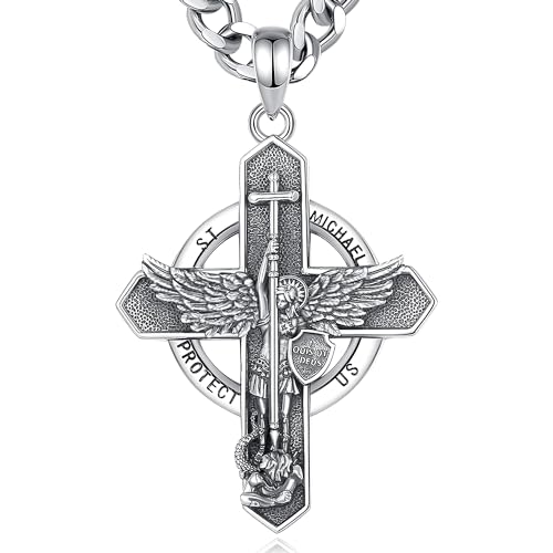 Bild: AEONSLOVE Erzengel Michael Halskette f�r Damen Herren 925 Sterling Silber Michael Anh�nger Heiliger Michael Medaille Saint Michael Archangel Amulett Kette Katholische Schmuck Religi�se Geschenk f�r 59,99 EUR bei amazon.de