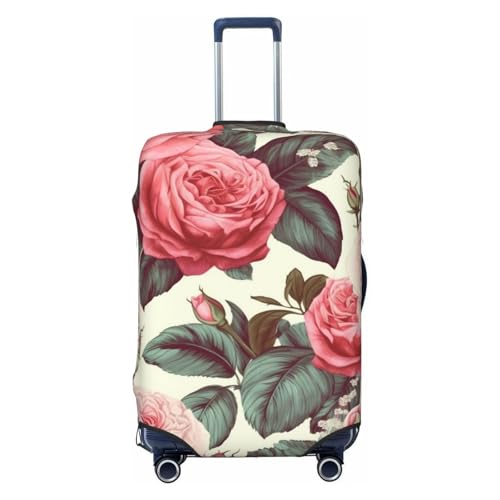 Travel Luggage Cover Elastic Anti-Scratch Suitcase Protector Washable Travel Suitcase Cover Floral Flower Rose Pink Luggage Protector Fits 18-32 Inch Suitcase