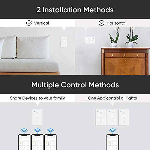 Gugar Smart Light Switch 1 Way 3 Gang Touch Panel, Neutral Wire Needed, 2.4Ghz Wi-Fi 16A Light Switch With Timer, Compatible With Alexa Google Home Smart Life App Control Smart Home, 100-240V, Fcc #TOP6