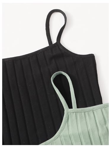 SOLY HUX Girl's 2 Piece Cami Dress Square Neck Spaghetti Strap Ribbed Knit Mini Dresses3