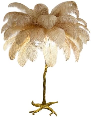 Miniatura 1 de Lámpara de plumas de avestruz, lámpara de plumas de resina con plumas de avestruz naturales (contiene fuentes de luz) tiene interruptor de pie