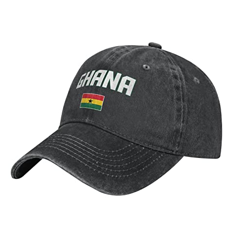 BAAROO Denim lavé Drapeau Ghana Cool Ghana Casquette De Baseball Hommes Noir Vintage Coton Chapeau Unisexe Papa Trucker Chapeaux, #1699, M, #1699, Taglia unica-M