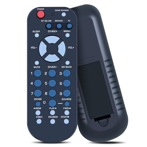 3-Device Palm-Sized Universal Remote Control for RCA, RCR503BE Replacement for Most Major Remote Brands TV, DVD or VCR, Satellite Receiver, Cable Box, Digital TV Converter