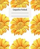 Composition Book: Wide Ruled Comp Book, Writing Journal Notebook with Lined Paper, Home School Supplies for College Students, Girls, Kids, School, Teachers, sunflowers pattern