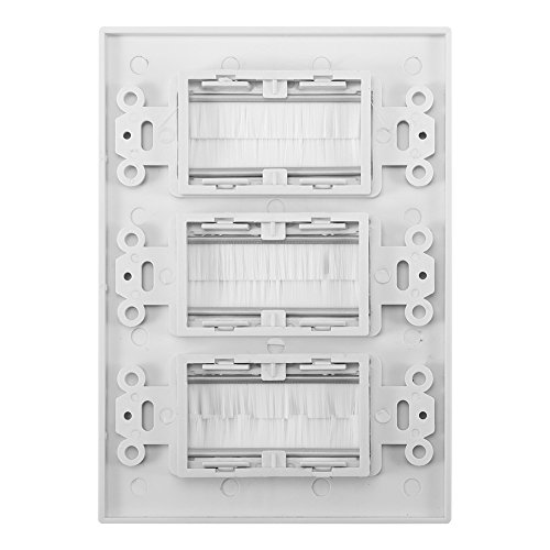Qiilu Cable Pass Through Brush Wall Plate Insert Cover for Low Voltage Wires Plastic Anti Dust Brush Cable Wall Plate Port Insert Cover Outlet Mount Multimedia Panel New #3 (Three mouths)