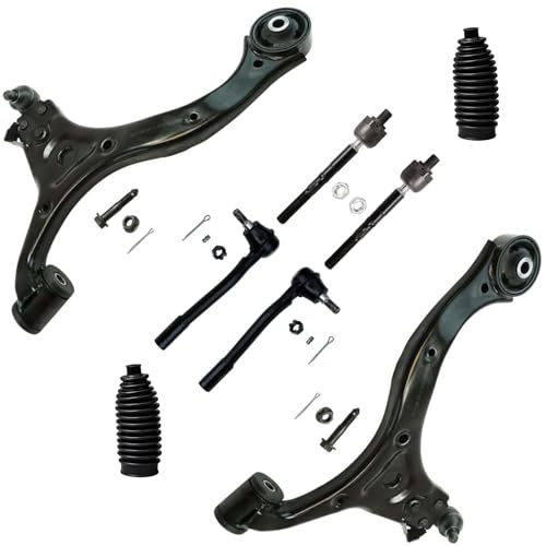 Image of Detroit Axle - 8pc Front End Suspension Kit for Hyundai 2007-2008 Entourage, 2006-2014 Kia Sedona, 2 Lower Control Arms with Ball Joints 4 Inner Outer Tie Rods 2 Boots Replacement