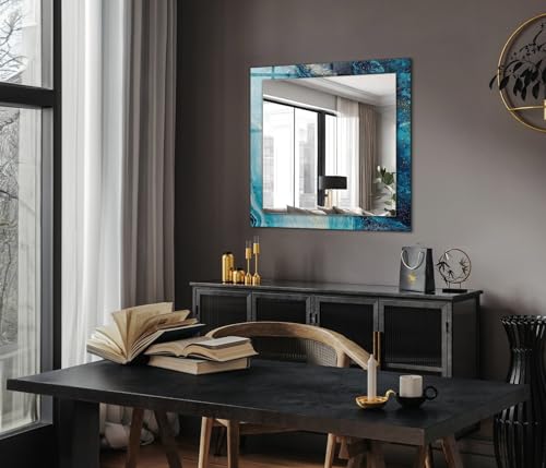 Miroir graphique bleu salon et chambre chic décorative