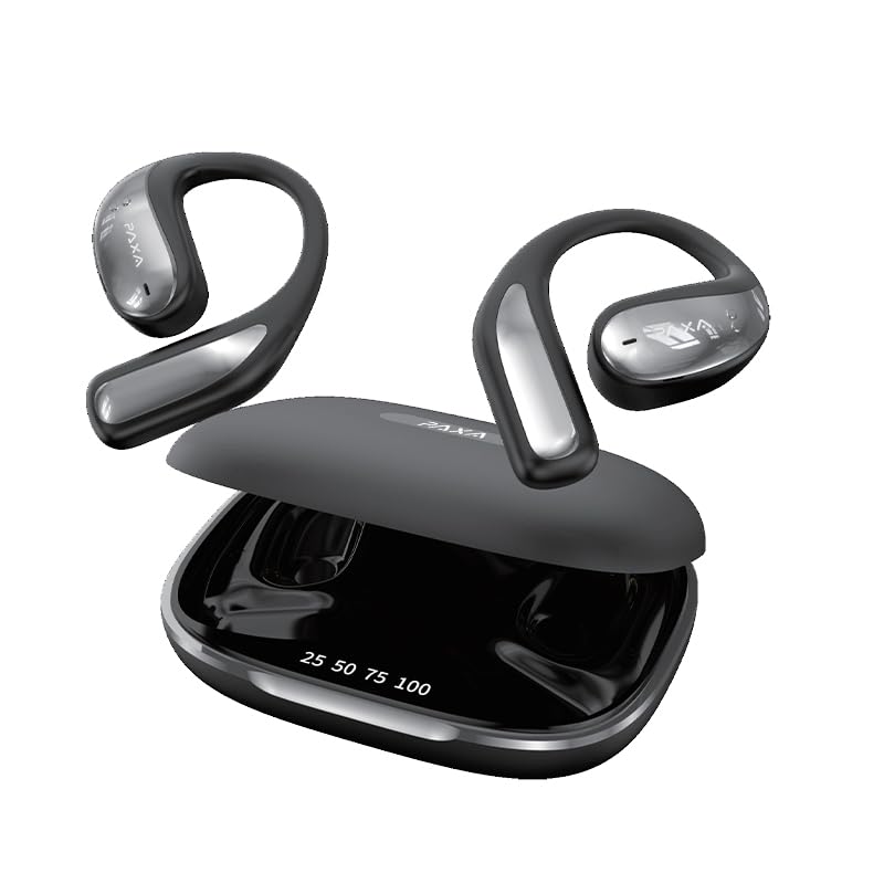 PAXA Vogbuds5Proai Auricolari Traduttore Ia, Auricolari Open-Ear Wireless 3-In-1 Con App, Traduttore Vocale Bluetooth 5.4, Cuffie Intelligenti Con Display Led, Autonomia Fino A 40 Ore, Nero