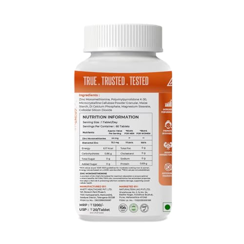 Image of NATURALTEIN Zinc Monomethionine (60 Tablets) + Magnesium Glycinate 1200mg (60 Tablets) | High Absorption Zinc & Magnesium Combo | Muscle Recovery, Sleep, Immunity & Stress Support