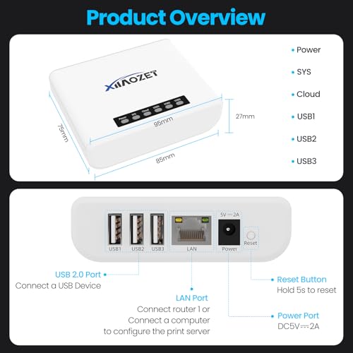 Image of Wireless USB Server and Print Server Share USB Devices (Printer, Scanner or More) Over LAN via Ethernet or WiFi Network Easy Setup Compatible with Windows Mac and Linux Virtual USB (LK300EW)