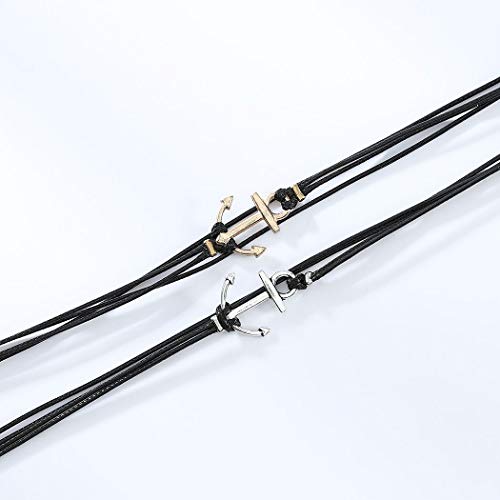 Yalice Boho Anchor Anklets Black Rope Ankle Bracelet Beach Foot Jewelry For Women And Girls (Silver) #TOP4