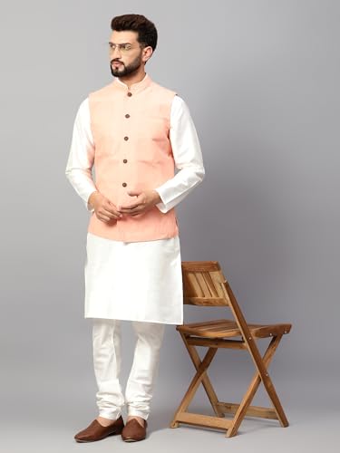 Image of LATEST CHIKAN Men's Traditional Cotton Solid Nehru Jacket /Waistcoat
