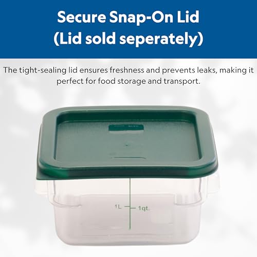 Image of FSE Square Food Container, 2 Quart, Polycarbonate, Reusable, Clear, NSF, (LID SOLD SEPARATELY)
