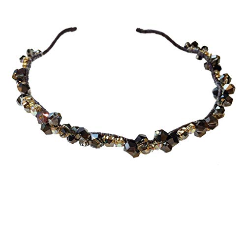 Diadema negra fina hecha a mano estilo coreano con diamantes de cristal