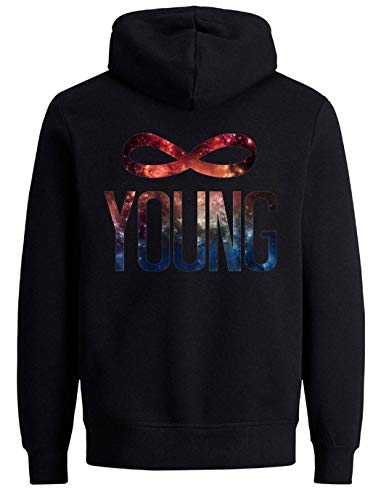 Sweat à capuche Forever Young vêtement unisexe streetwear et hoodie coton noir