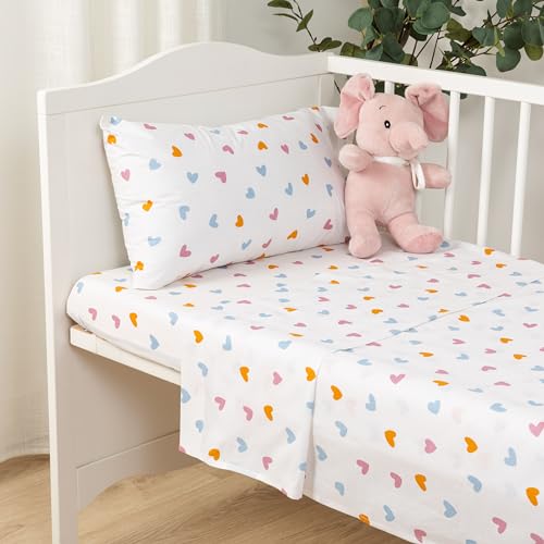 TRAMAS+ Juego Sábanas Cuna 60x120 100% algodón, Juego de sábanas para Bebe, Ropa de Cuna, Sábana Bajera, encimera y Funda de Almohada