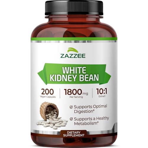Zazzee White Kidney Bean 10:1 Extract, 1800 mg per Serving, 200 Vegan Capsules, Over 2 Month Supply,