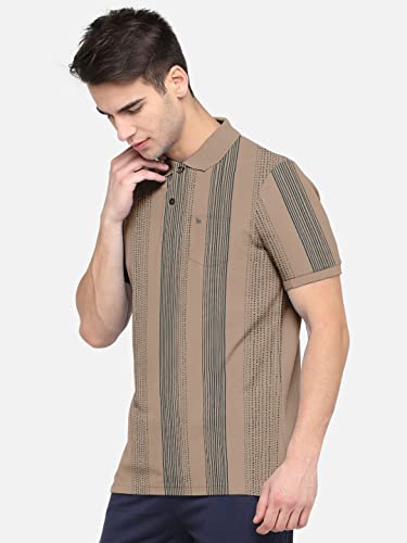 Image of BULLMER Mens Regular Fit Striped Cotton Polo Tshirt /Collared Tshirt