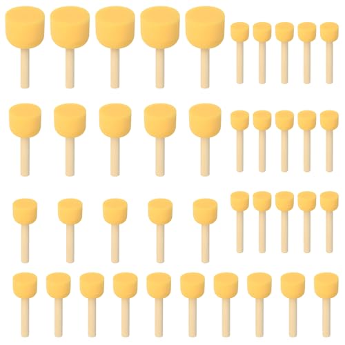 40 Pezzi Set di Pennello Spugna, Rotondi Spugne Pennelli, Spugna Pennelli Pittura Set, Pennello Schiuma Punteggiati con Manico in Legno per Bambini Arti e Mestieri Fai da Te 40 Pezzi Set di Pennello Spugna, Rotondi Spugne Pennelli, Spugna Pennelli Pittura Set, Pennello Schiuma Punteggiati con Manico in Legno per Bambini Arti e Mestieri Fai da Te