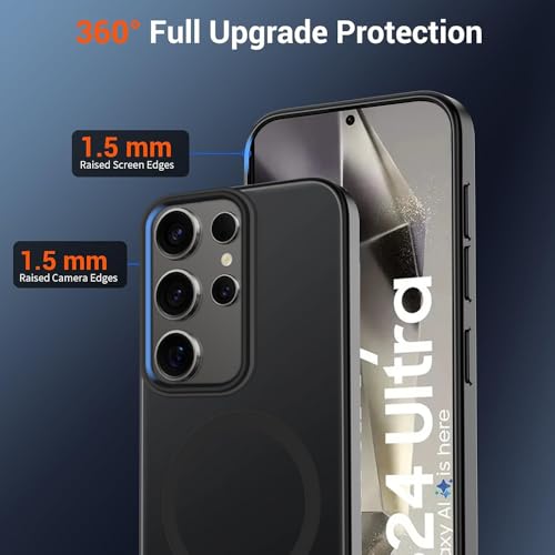 Image of SIZUKA Samsung S24 Ultra Magsafe Hard Back Case | Matte Design & 360 Protection | Military-Grade Samsung S24 Ultra Cover | Strong Magnet Back - Black