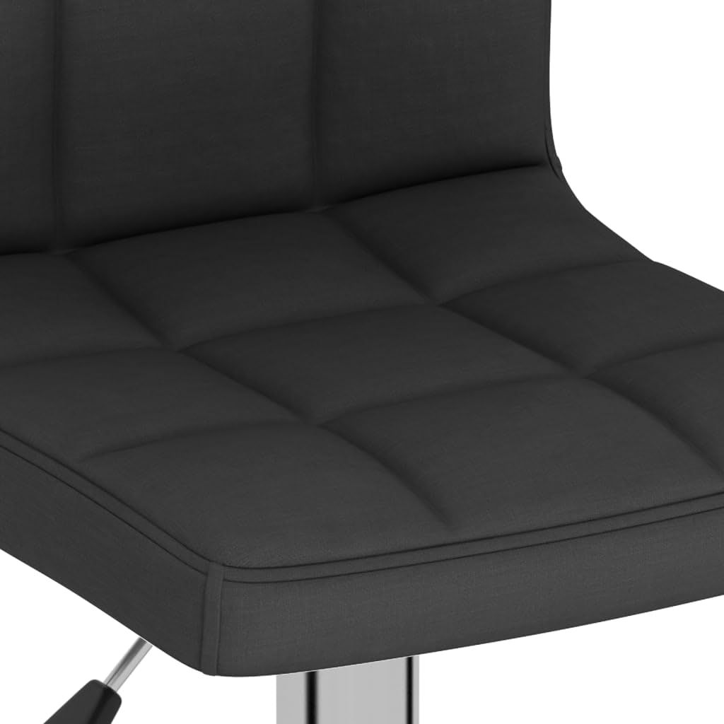 Taburete de bar de tela negra con reposapiés y muelle de gas, altura regulable, giratorio, estructura de acero cromado para cocina, comedor, bar, bar, sala de fiestas