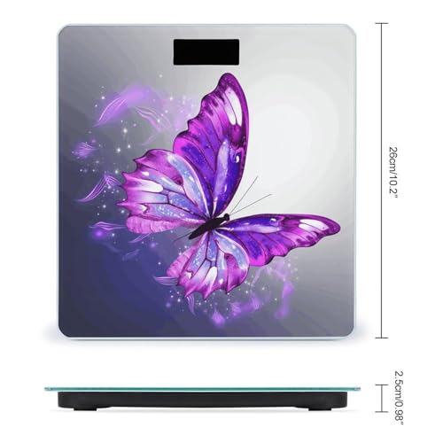 Báscula de baño digital con diseño morado mariposa miniatura 2