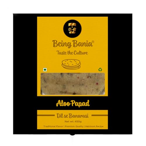 Image of Being Bania Aloo Papad - 100% Natural | Banarasi Aloo Papad | 450Gm | Aloo Flavour Fryums | Indian Snack Papad