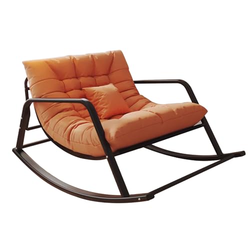 Upholstered Nursing Armchair,Rocking Chair for Nursery,Upholstered Rocking Chair Glider Rocker High Back Arm Chair,for Nursery, Living Room,Patio, Backyard, Balcony(Orange)