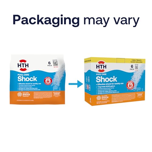 Image of HTH 52030B Swimming Pool Care Shock, Swimming Pool Chlorinator Boosts Chlorine Levels, Cal Hypo Formula, 13.3oz (Pack of 6)