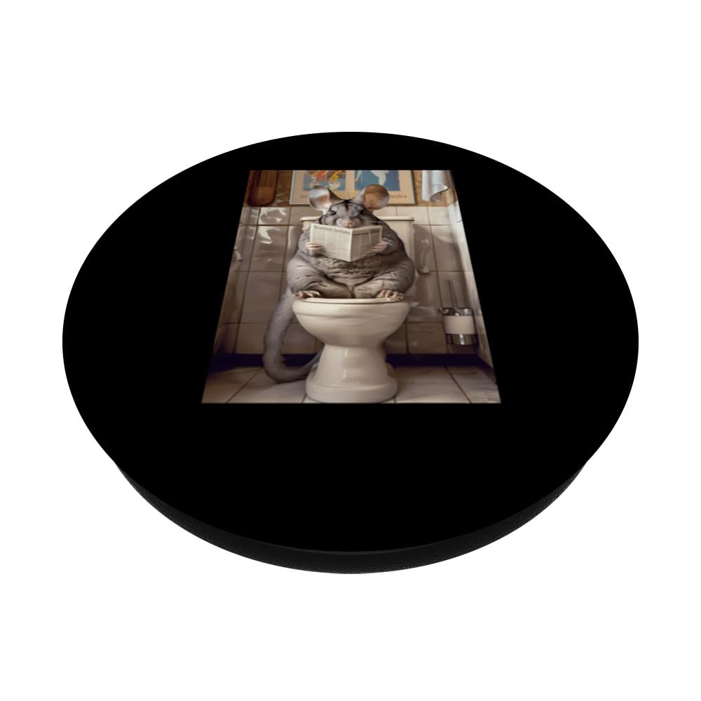 Chinchilla Toilet PopSockets Swappable PopGrip, Black - Image 2