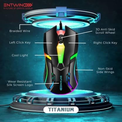 Image of ENTWINO Gaming Mouse Combo: RGB Lights, Mousepad, USB & C-Type OTG Cables � White or Black