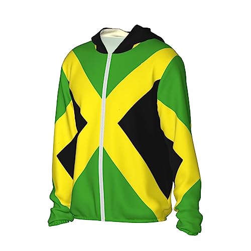 Jamaican Flag Jamaica Unisex Full Zip-Up Sun Protection Hoodie Long Sleeve Jacket Pocket Outdoor Travel Beach2