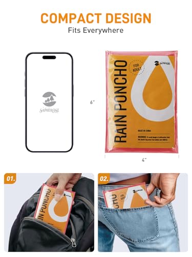 Image of SaphiRose Disposable Rain Ponchos Emergency Clear Poncho