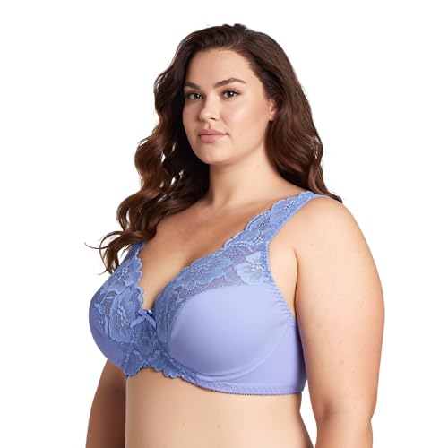 Image of Curve Muse Women's Minimizer Unlined Underwire Bra with Lace Embroidery-2 Pack